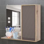 Miroir de Salle de Bain avec étagère et Placard - système Fixation intégré - Panneaux Particules chêne Clair Gris