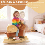 Cheval à bascule pour enfants, renne jouet à bascule bébé avec berceuses, ceinture de sécurité, 65 x 32 x 55 cm, marron