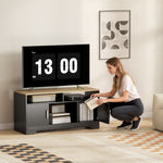 Meuble TV banc TV en bois avec 2 niches 2 armoires à porte une armoire ouverte 105 x 40 x 52 cm effet bois noir