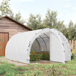 Serre de Jardin Tunnel Surface Sol 12 m² 4L x 3l x 2H m châssis Tubulaire renforcé 25 mm Double Porte avec poignées Blanc