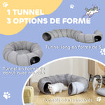 Tunnel pour chat intérieur rond tunnel avec lit et coussin, pliable, avec trous pour balles et judas, Ø 90 x 27 cm gris