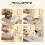 Distributeur Croquettes Chat Automatique 2 Animaux 6L Double Bol Inox WiFi Tuya App ABS 37x36x35cm Blanc