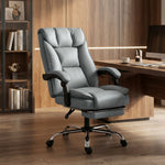 Chaise de bureau ergonomique, fauteuil de bureau inclinable avec repose-pieds, hauteur réglable, pivotante 360°, gris