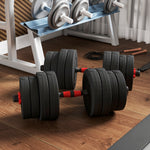 Kurzhantel-Set insgesamt 30 kg, 2-in-1 verstellbare Gewichte, inkl. Stangen – Muskeltraining & Gewichtheben