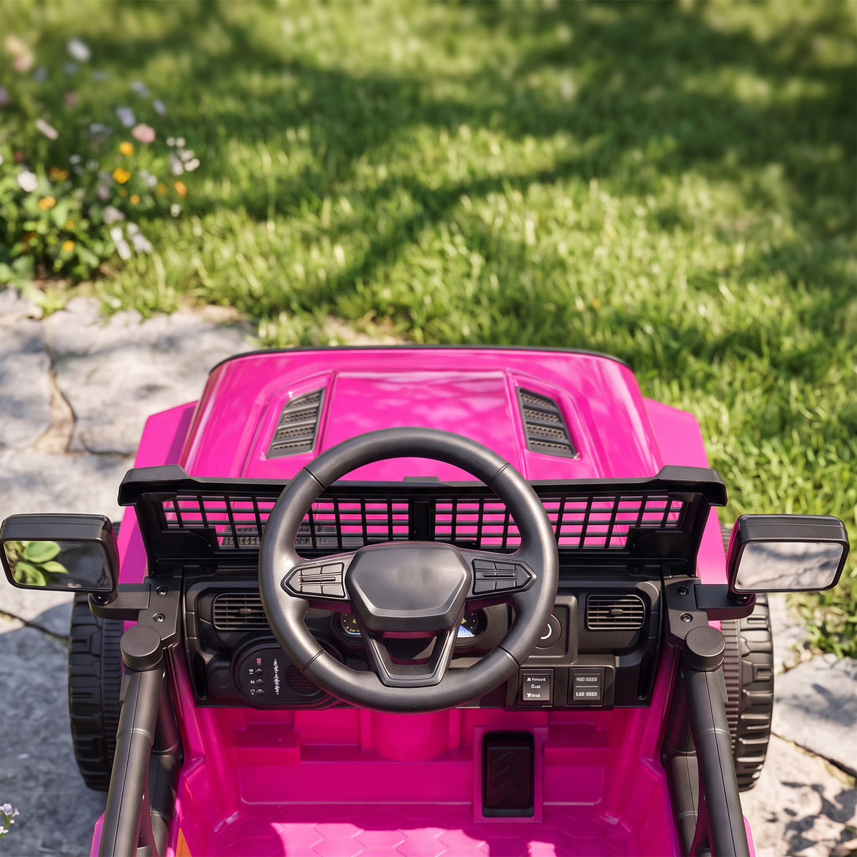 Elektro-Kinderauto 12V, Elektro-Buggy für Kinder, 2-4 km/h, 2 Motoren, Fernbedienung, Lithium-Akku, Rosa