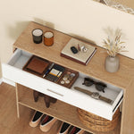 Console meuble + miroir, table console étroite avec tiroir et étagère, style moderne, 91,5 x 27,9 x 85,5 cm, chêne