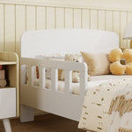 Lit enfant lit au sol enfant barrières de sécurité haut sommier à lattes et cadre robuste 143,5 x 74,2 x 54 cm blanc-7
