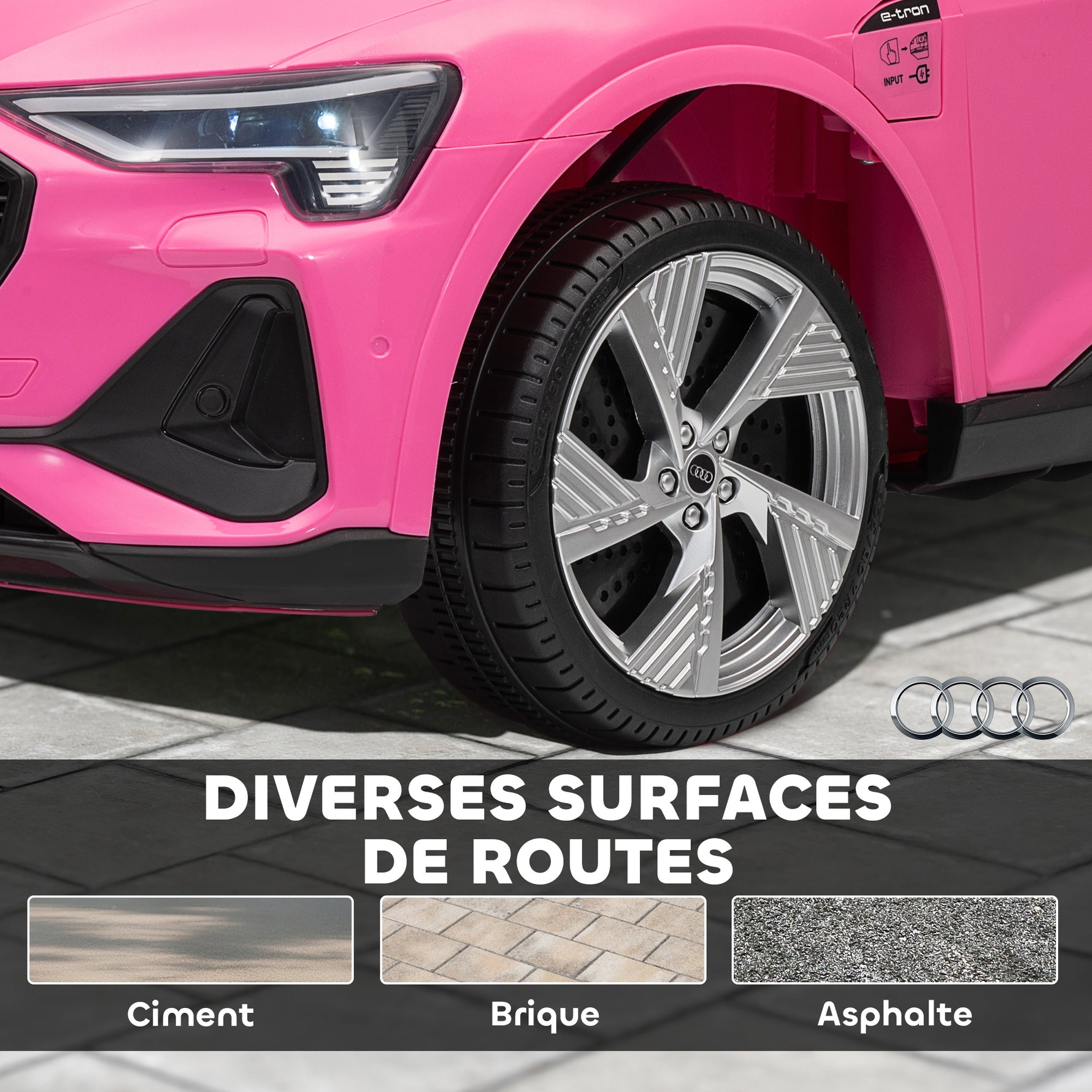 Voiture électrique enfants, véhicule électrique 12V avec télécommande 2,4G, phares, musique, klaxon, port USB, MP3, rose