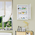 Armoire à pharmacie murale en acier, armoire à médicaments à 3 niveaux porte verrouillable 2 clés, 40x15x53,5cm, blanc