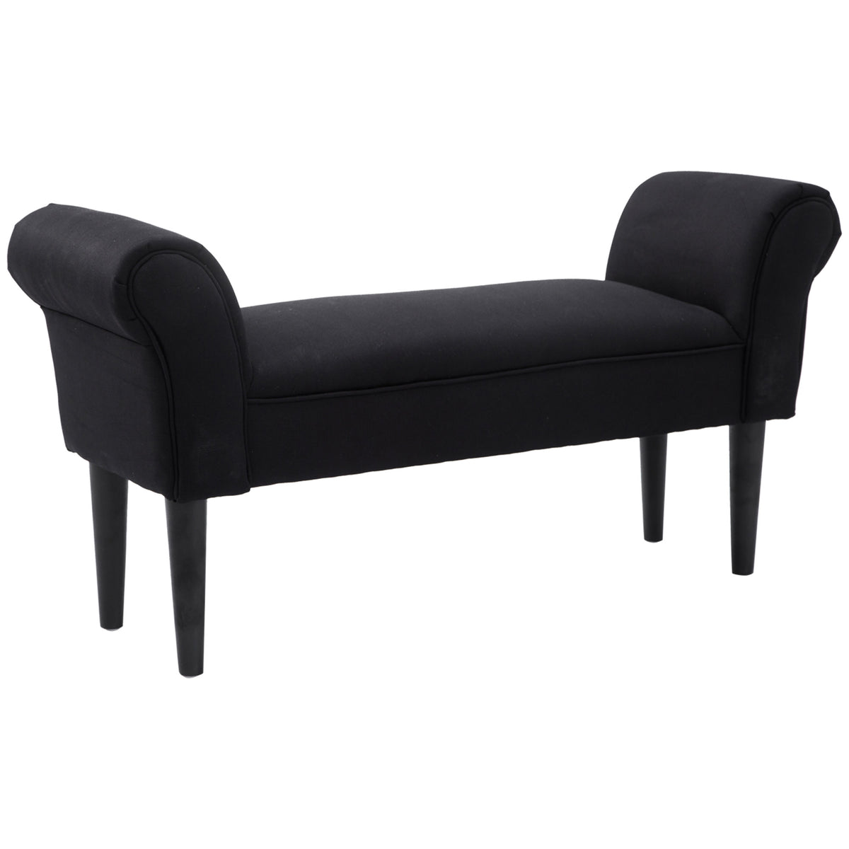 Banc Entrée Bout de Lit Rembourré pour Chambre à Coucher, Tissu à Voile, 102 x 36 x 51 cm, Noir