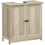 Meuble sous Lavabo, Meuble de Salle de Bain Placard à 2 Portes, Étagère Réglable, Anti-Humidité, 60 x 30 x 60 cm, Gris