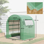 Serre tunnel de jardin 3,24m², serre de jardin tunnel porte et fenêtre enroulables, bâche PE, 180 x 180 x 200 cm, verte