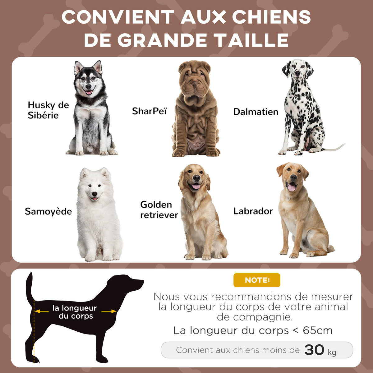 Lit pour chien chat sur pieds lit chien surélevé velum anti-UV oxford sac de transport 106 x 76 x 94 cm café