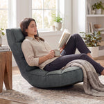 Fauteuil de sol pliable pivotant à 360°, chaise de sol rembourré avec dossier réglable en 5 positions, 58x107x79cm, gris