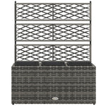 Jardinière pour plantes avec treillis 3 bacs à plante 33L en résine tressée et acier dim. 84L x 30L x 107H cm