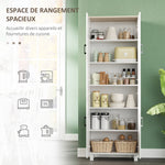 Armoire de cuisine hauteur 170 cm buffet haut avec 4 portes et étagères ajustable, design moderne, blanc
