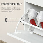 Meuble à chaussures avec 2 tiroirs rabattables étagère réglable + 1 tiroir  jusqu'à 16 paires 70L x 29l x 92H Blanc