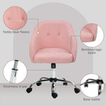 Chaise de bureau, fauteuil de bureau ergonomique, hauteur réglable, assise et dossier rembourrés, rose