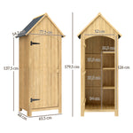 Abri de jardin en bois cabane de jardin exterieur armoire de jardin avec toit bitumé 3 étagères porte avec loquet rangement et stockage extérieurs pour terrasse 77,5 x 54,2 x 179,5 cm naturel