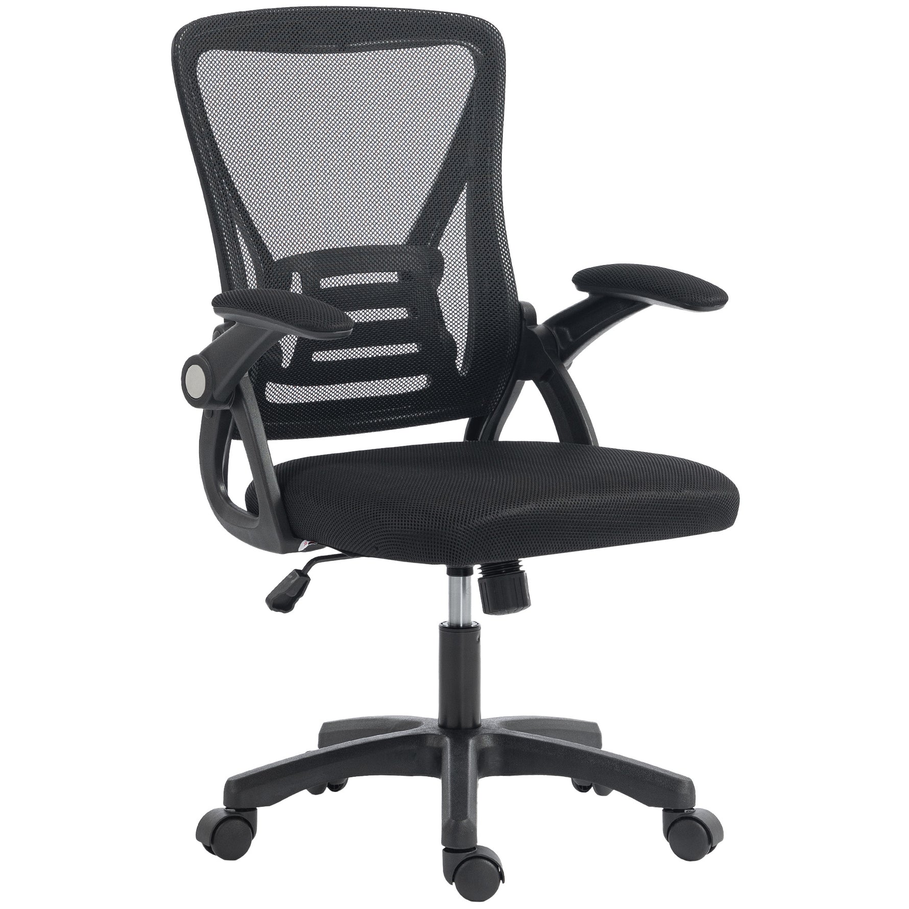 Chaise bureau ergonomique, fauteuil de bureau en maille, accoudoirs relevables, hauteur réglable, 59,5x56x103cm, noir