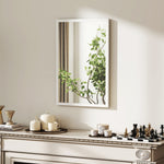 Miroir mural rectangulaire 60 x 40 cm, cadre en bois blanc, idéal pour la salle de bain, salon ou chambre