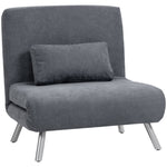 Poltrona letto singola, poltrona convertibile 3 in 1 con schienale regolabile, cuscino, seduta ampia, grigio scuro