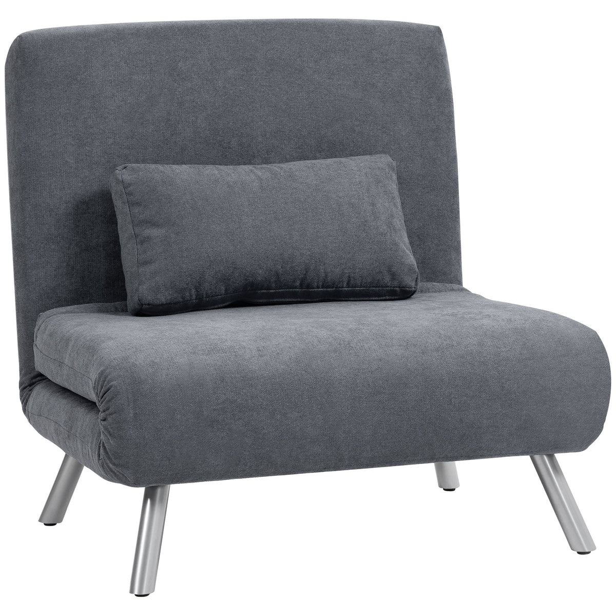 Poltrona letto singola, poltrona convertibile 3 in 1 con schienale regolabile, cuscino, seduta ampia, grigio scuro