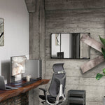 Miroir mural verrière rectangulaire style industriel, horizontal ou vertical avec 4 crochets, en métal noir 109 x 69 cm