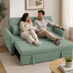 Canapé Convertible 2 Places 3 en 1, Canapé-Lit Clic Clac 160 cm, Dossier Réglable, Assise Large, 2 Oreillers, Vert