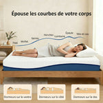 Matelas 160x200cm, matelas 2 personnes, mousse à mémoire de forme au thé vert, housse amovible lavable, fermeté moyenne