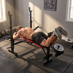 Banc de musculation Fitness entrainement complet avec support d'haltères dossier réglable acier 175 x 139 x 127 cm noir