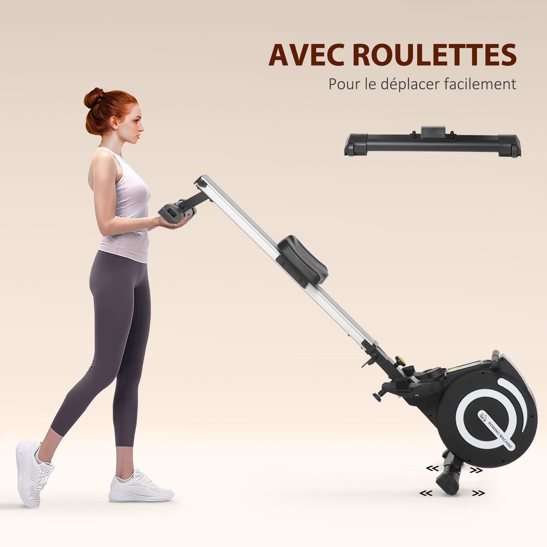 Rameur d'appartement Pliable freinage magnétique - Silencieux - 8 Niveaux de résistance magnétique - Glissière en Aluminium - écran LCD Multifonction - Acier alu. ABS Noir Argent