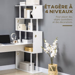 Bureau d'angle bureau informatique en forme de L avec étagères à 4 niveaux en bois 120 x 80 x 176 cm blanc