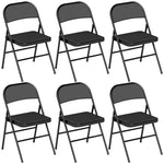 Lot de 6 chaises pliantes chaises de salle à manger portables cadre en acier 45 x 46 x 78 cm noir