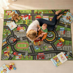 Tapis de jeu pour bébé, tapis de sol antidérapant, motif de route de la ville, 200 x 150 cm, multicolore
