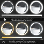 Miroir rond lumineux LED de salle de bain Ø 80 cm mural avec éclairage 3 couleurs interrupteur tactile 46W blanc argent