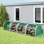 Mini serre de jardin serre à tomates 4 x 1 x 0,80 m acier PE anti-UV 4 portes avec zip enroulables vert