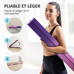 Poutre de gymnastique pliable fond antidérapant, poignée de transport, 236 x 10/15 x 6,5 cm violet et rose