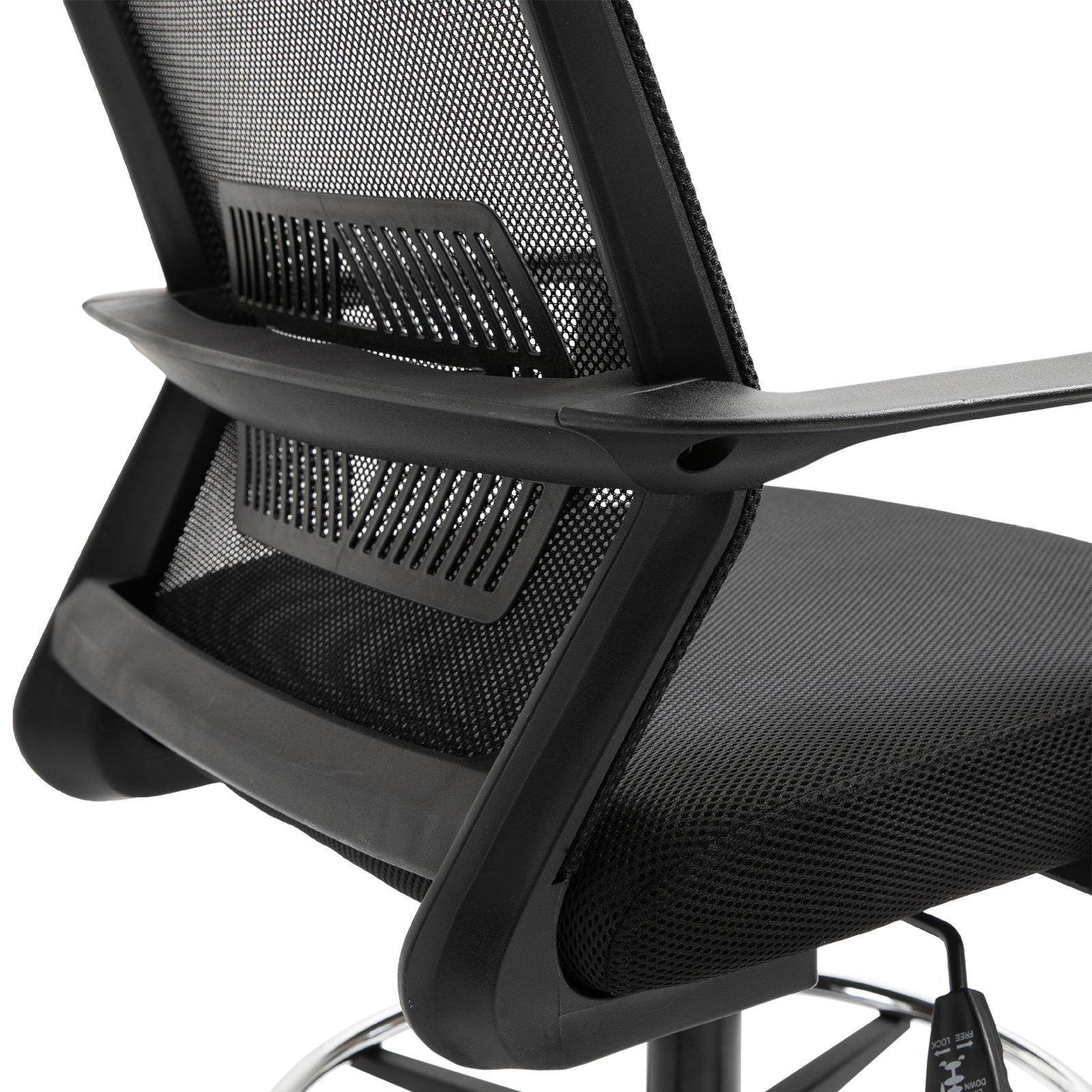 Fauteuil de bureau chaise de bureau assise haute réglable dim. 64L x 59l x 104-124H cm maille respirante noir