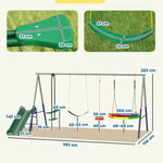 Balançoire Portique Enfants 5 en 1 avec Toboggan, 3 Balançoire, Face à Face, Hauteur Réglable, 3-8 ans, Multicolore