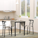 Ensemble table ovale extensible et 2 chaises - table à rabats - métal et MDF - noir et naturel