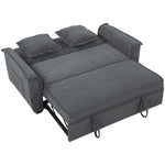 Canapé convertible 2 places, canapé-lit clic-clac en chenille, dossier réglable, 2 coussins, poche latérale, gris-0