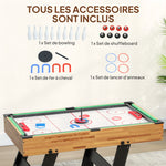 Table multijeux 13 en 1 pliable, table de jeu baby-foot, billard, pour enfants et adultes 120 x 106 x 82 cm noyer clair