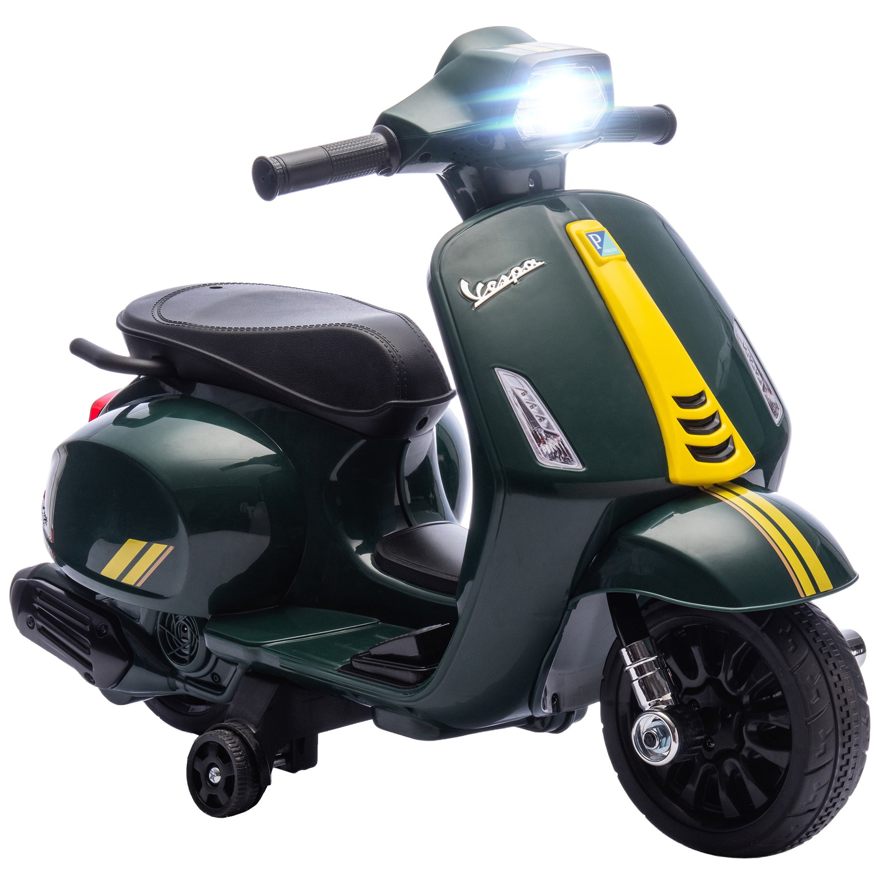 Moto électrique enfants 6 V, voiture électrique enfants avec Roues d'Apprentissage, 2-4 Ans, 71 x 37 x 52 cm, vert foncé