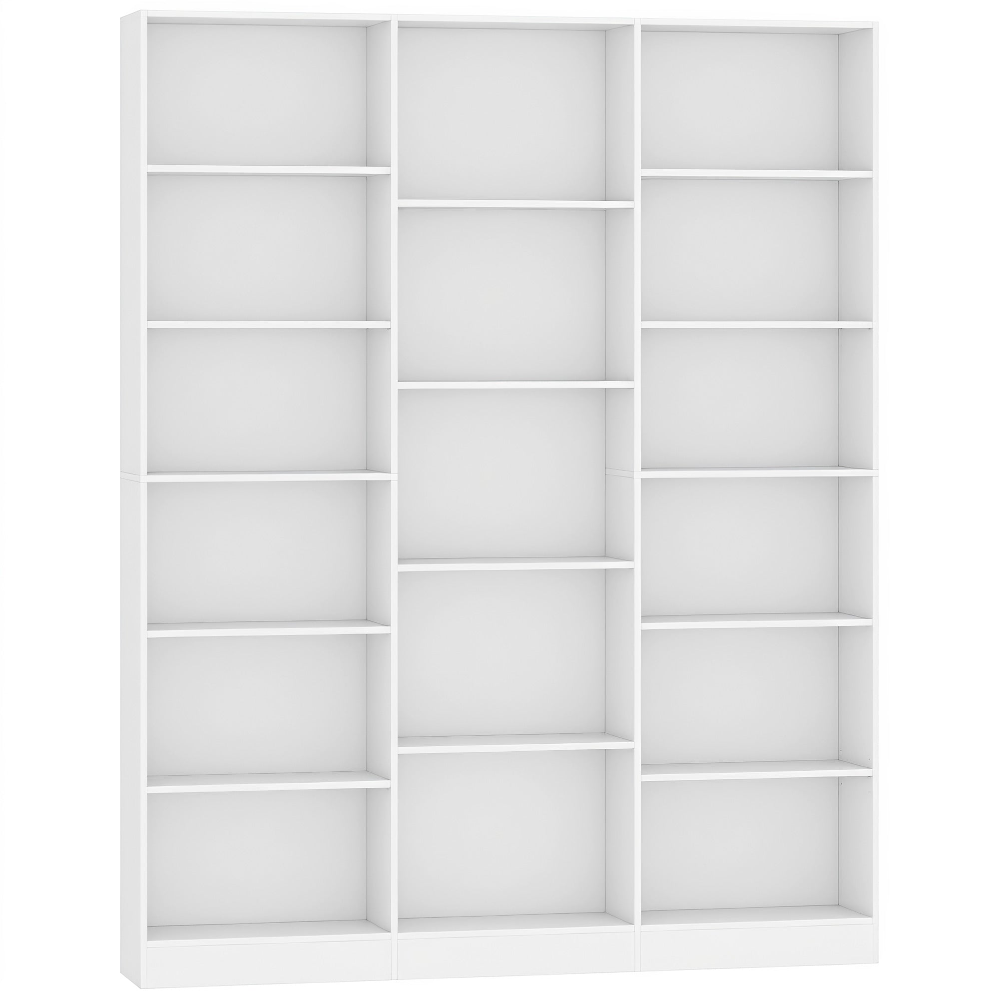 Bibliothèque 6 Niveaux, Étagère de Rangement avec 17 Compartiments et Étagères Réglables, 149 x 23,6 x 188 cm, Blanc