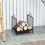 Range bûches Porte-bûches Etagère porte bois de cheminée charge max. 15 Kg dim. 44L x 33l x 46H cm métal époxy noir