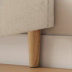 Bedframe 160 x 200 cm met lattenbodem, tweepersoonsbed gestoffeerd in corduroy, opbergruimte eronder, crème