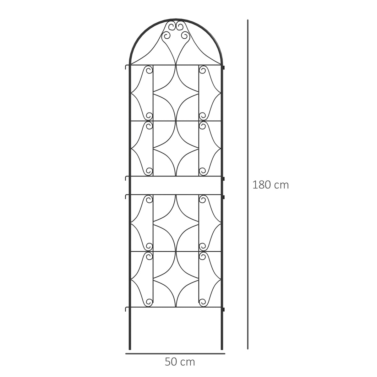 Support pour plantes grimpantes avec motif lot de 2 treillis de jardin pour vigne fleurs légumes métal 50 x 180 cm noir