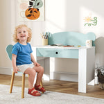 Scrivania per bambini con sedia, tavolo per bambini e sedia con cassetto e ampio piano, 80 x 41 x 74,5 cm, verde