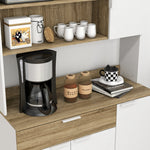 Armoire de cuisine meuble de rangement 4 portes 1 tiroir design scandinave 98 x 39 x 180 cm blanc et naturel